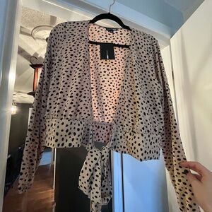 Polka Dot Tie-Front Cardigan